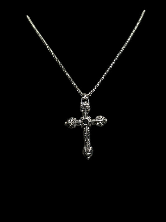 Black Stone Cross Necklace